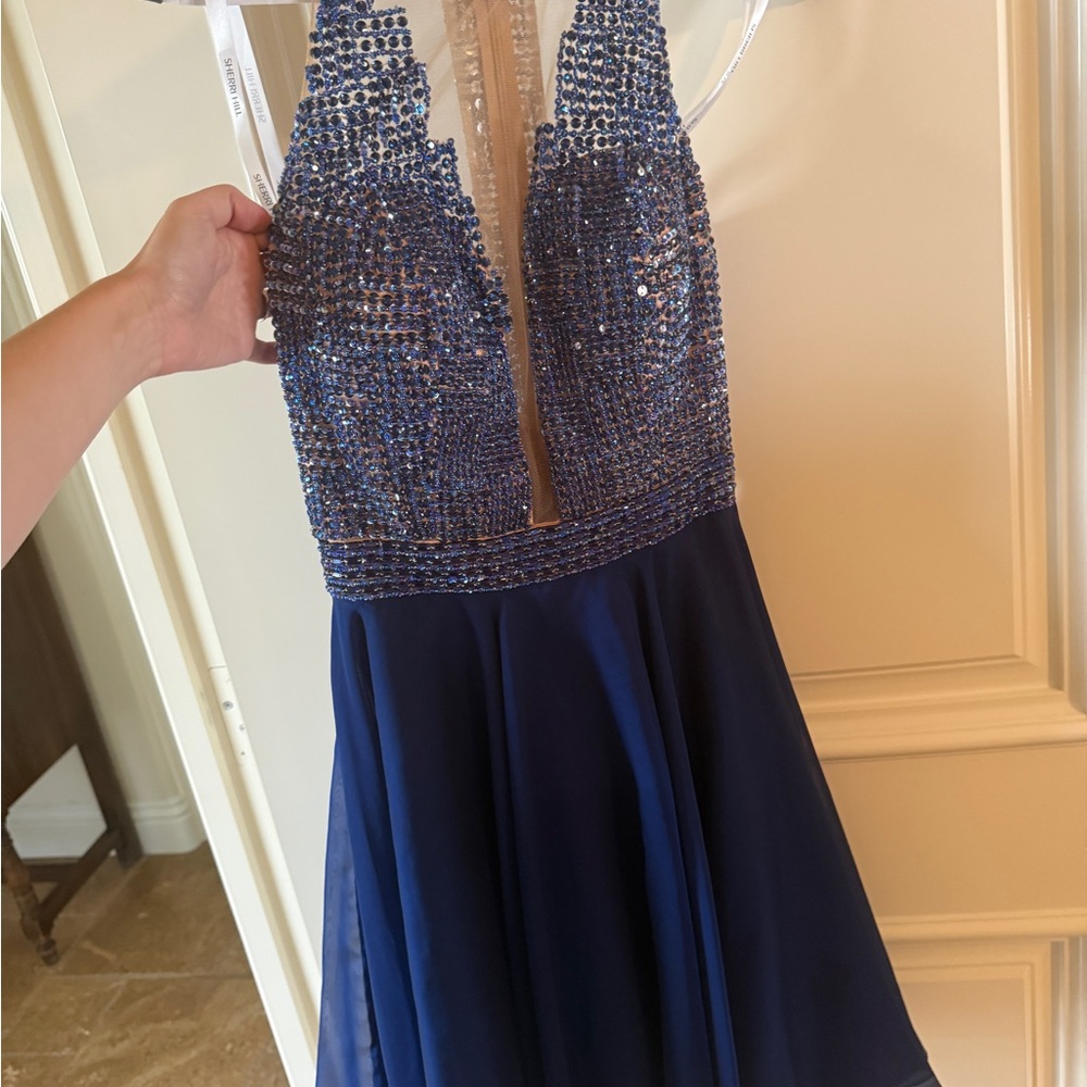 Sherri Hill Blue Sequin Cocktail Dress